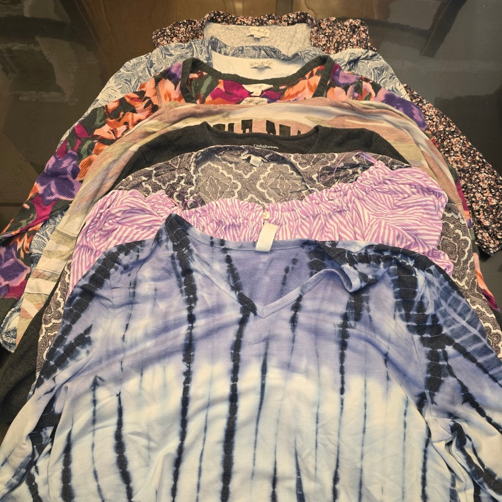 Lot of 8 Womens Long Sleeve Tops XL 0X Wonderly Terra Sky Croft Barrow Prints